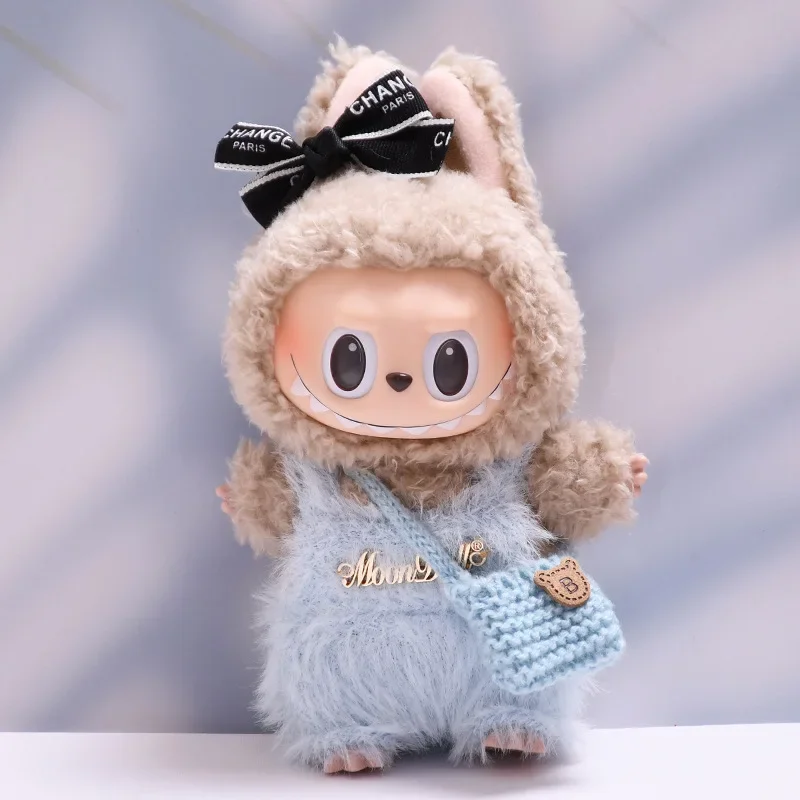 

17cm Labubu Dolls Clothes I II Idol The Monster Outfit Accessories Sitting Party Gifts Cute Overalls Messenger Bag