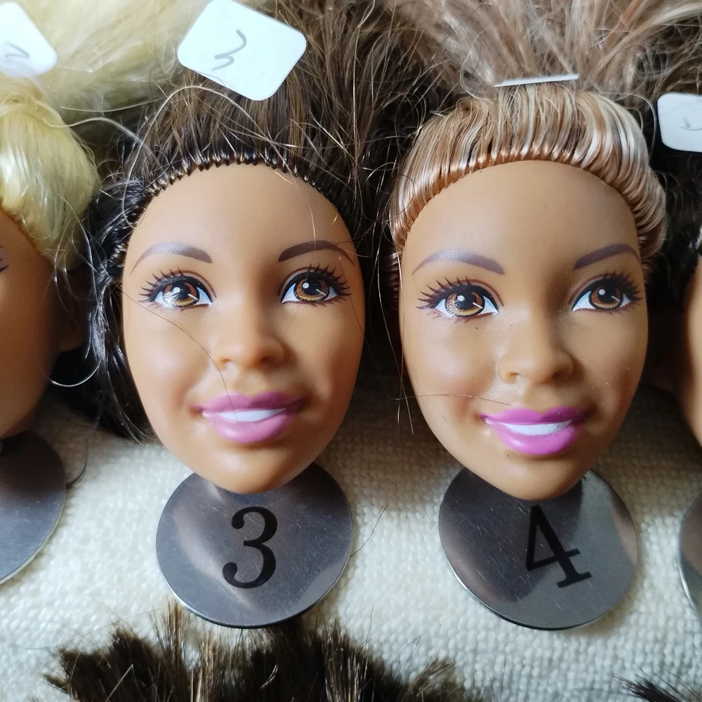 B29-10 Original Foreign Trade Africa Beauty 1/6 OOAK NUDE Rarely Doll Head Mussed Black or Brown Hair for DIY Soft PVC Head A