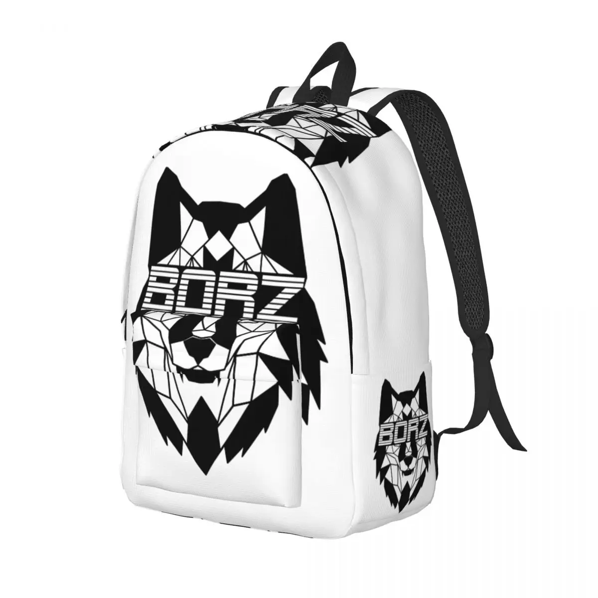 Mochila clásica Chechen Borz Wolf con bolsillo, mochila de trabajo para estudiantes con escudo de armas para hombres y mujeres, bolso de hombro universitario