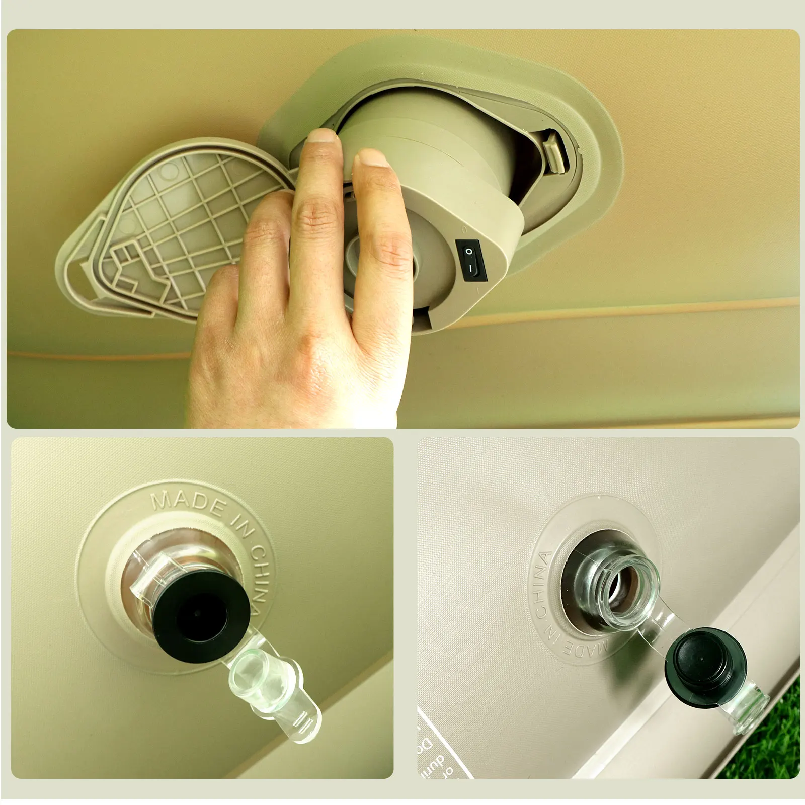 Nuevo diseño, venta al por mayor, colchón inflable automático para dormir al aire libre, colchón inflable para acampar malo con bomba