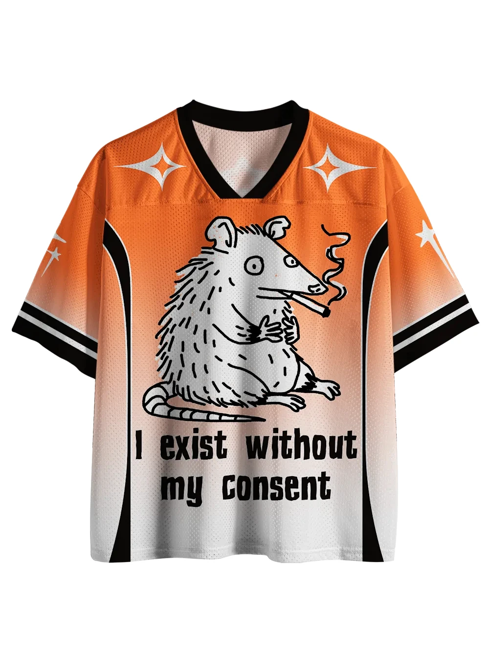 2026 Funny Hand Drawn Opossum Meme Graphic V Neck Jersey 