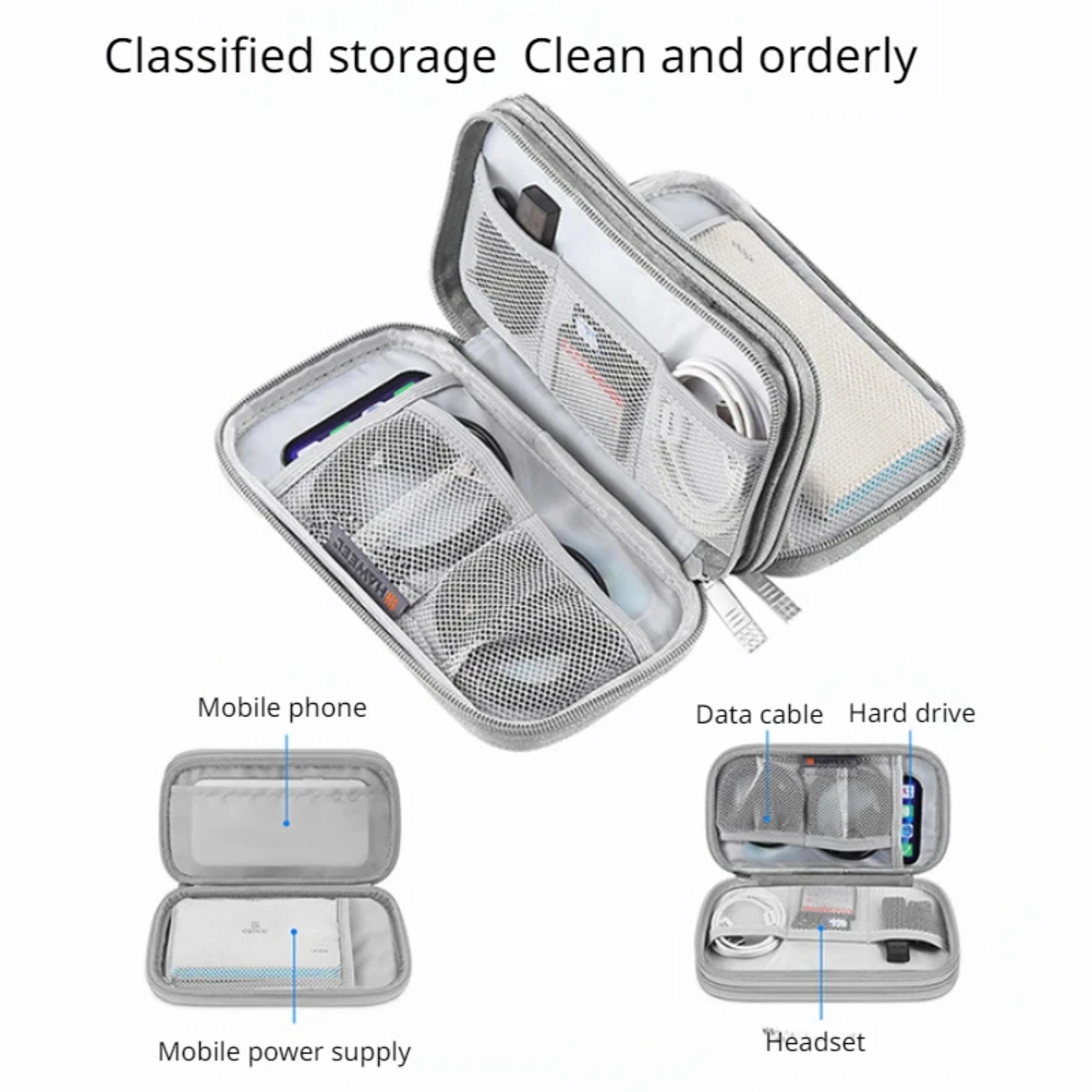 Travel Portable Multi-layer Digital Product Bag USB Data Cable Headset Charging Organizer Box Fingerprint module