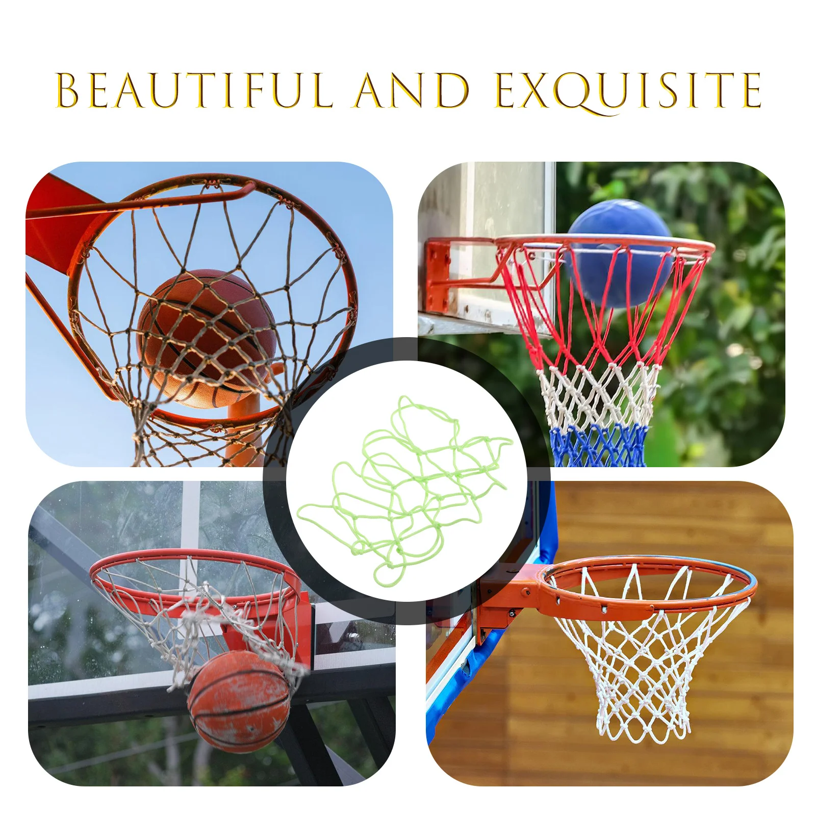 Lichtgevend basketbalnetvervanging Duurzaam Slijtvast Sterk nylon gaas Hoepel Draagbaar buitensportcadeau Vrienden