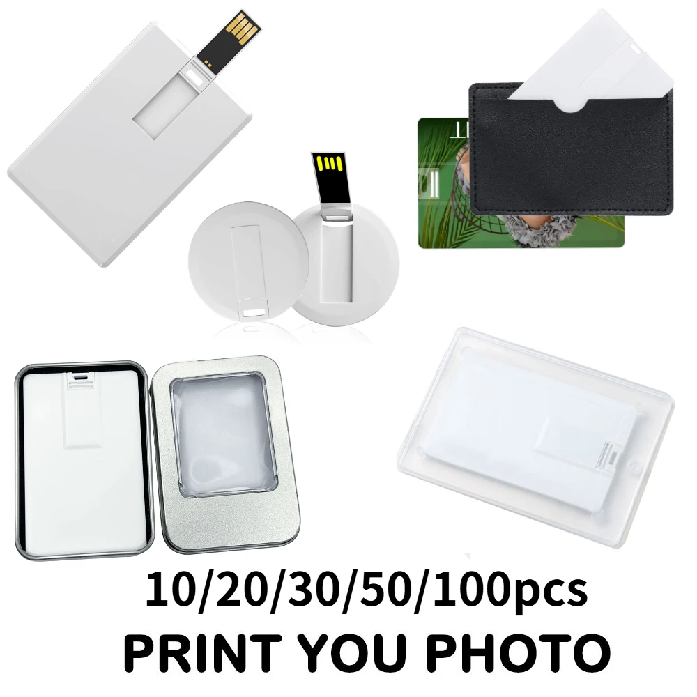 

10/20/30/50/100PCS Usb2.0 Promotion Item Pendrive 16gb 32GB 64GB Print Custom Logo Souvenirs Flash Drive Business Name Card Gift