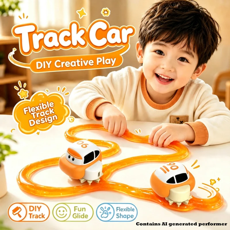 DIY Track Car Crystal Mud Drawing Variable Route Electric Rail Vehicle Creative Interactive Educational Toy Kid Birthday Gifts