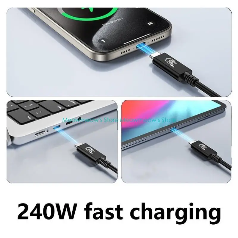 240W 빠른 충전, 80GBPS 데이터 전송 및 4K@540Hz 디스플레이가있는 W91A USB4.0 케이블