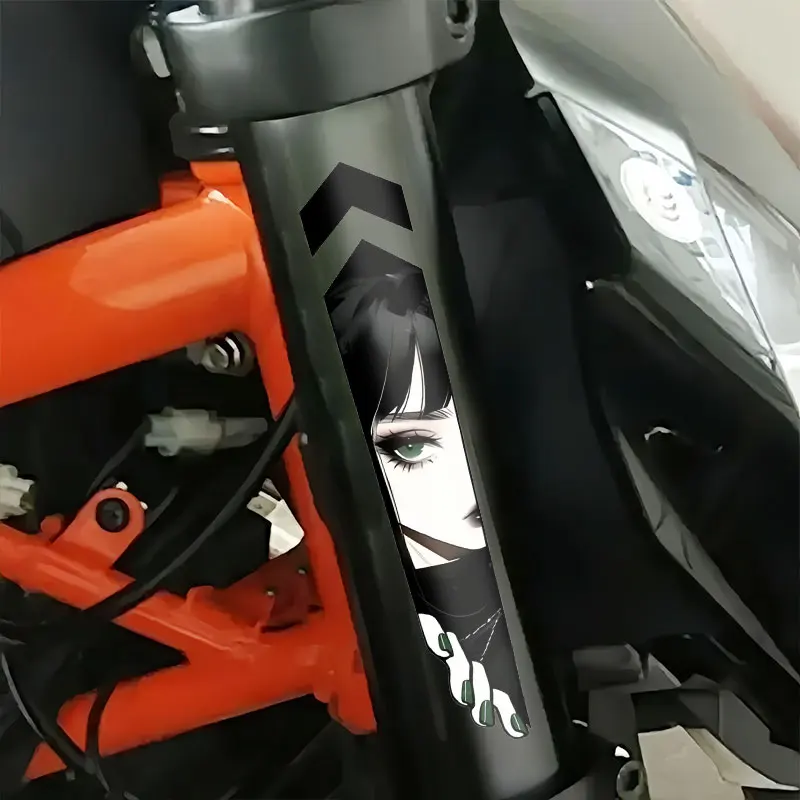 2pcs Anime Style Girl Face Stickers, Waterproof Vinyl Decals for Motorcycle Fork Suspension view 3