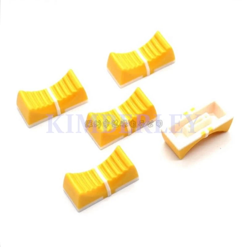 10PCS 24x11.5x9mm Yellow Mixer Fader Knob Straight Slide Potentiometer Push Key Cap 4mm Hole Plastic Switch Caps