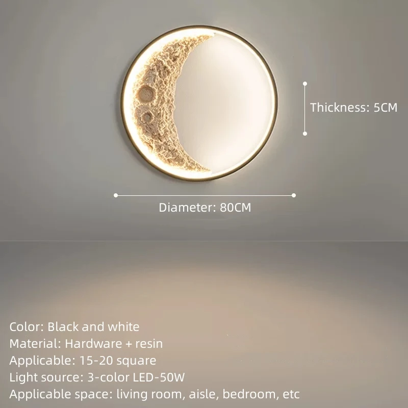 Minimalist LED Moon Mural Light Creative Moon Mural Light is Suitable For Wall Lamp In Hallway Hallway Bedroom Living Room