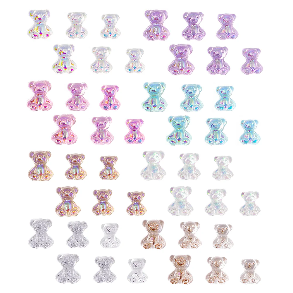 

48 Pcs Nail Bear Accessories Manicure Decor Decorations Gems for Nails DIY Jewelry Charms Resin Rhinestones