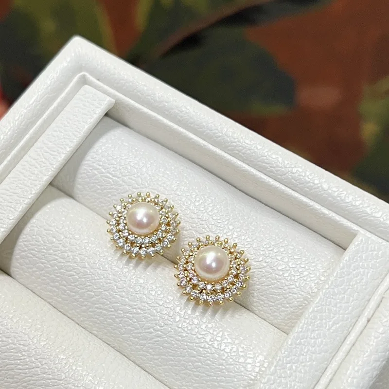 AAAA++  9-10mm 10-11mm 11-12mm 12-13mm  Japan akoya round Pearl  Earrings 925s