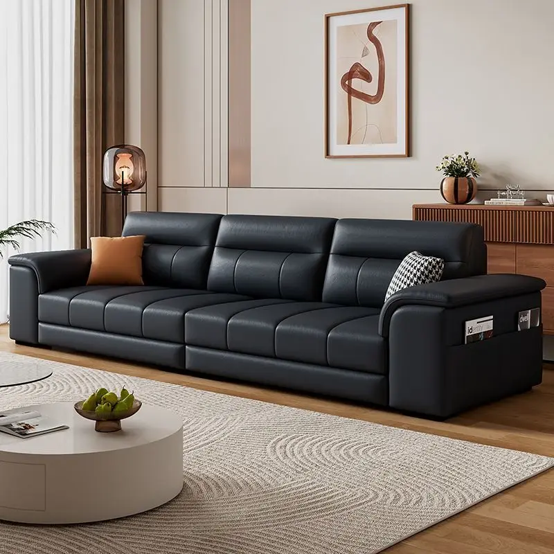Fabric sofa, cotton and linen, simple modern sofa, small apartment in the living room, straight row, three or four people