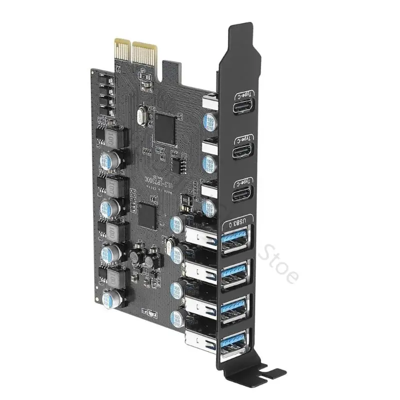 96BA Metal USB 3.1 PCIe Adapter Card 7 Port Fast Data Transfer For Desktop Computers