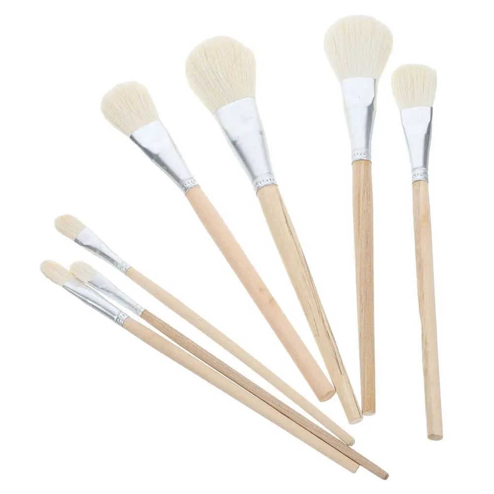 7Pcs Soft Wool Blending Brush Set Watercolor Pottery Ceramic Painting Glaze Application Art Supplies Reusable Precision Craft