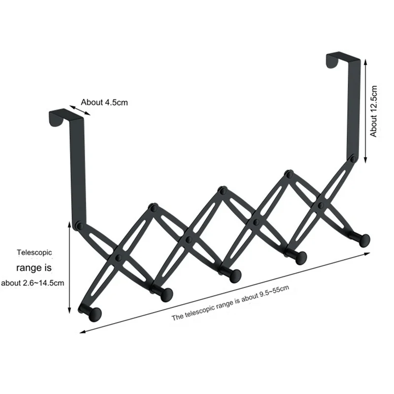 قابل للسحب الفولاذ المقاوم للصدأ فوق الباب شماعات توسيع منشفة معطف الرف معلقة خمسة السنانير 1 PCS-N37R #6