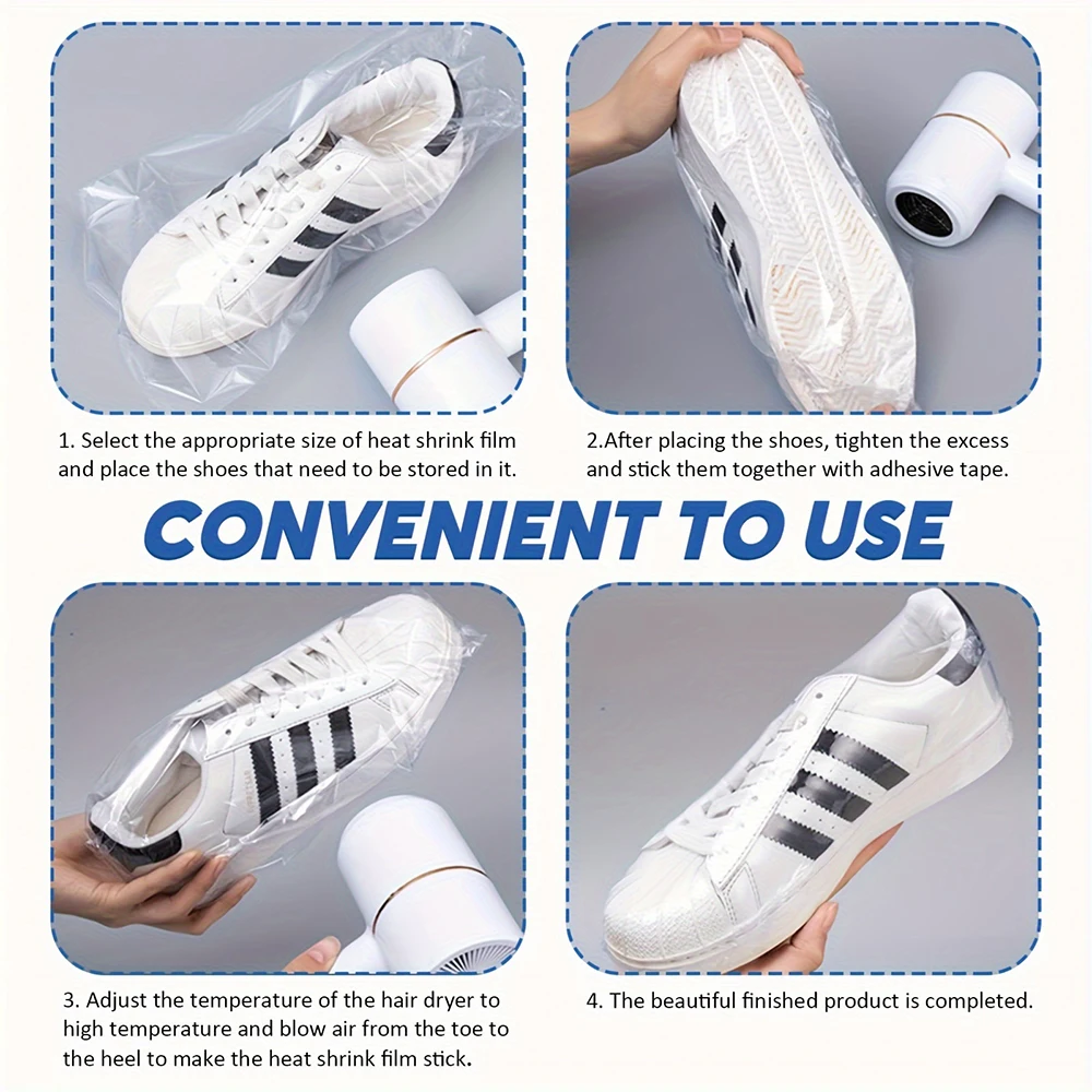 100 قطعة بولي كلوريد الفينيل الحرارة يتقلص الفيلم حقيبة Diy بها بنفسك منفاخ الساخن ختم شقة الفم التفاف الطفل حذاء كاجوال تخزين مقاوم للماء حقيبة بلاستيكية شفافة