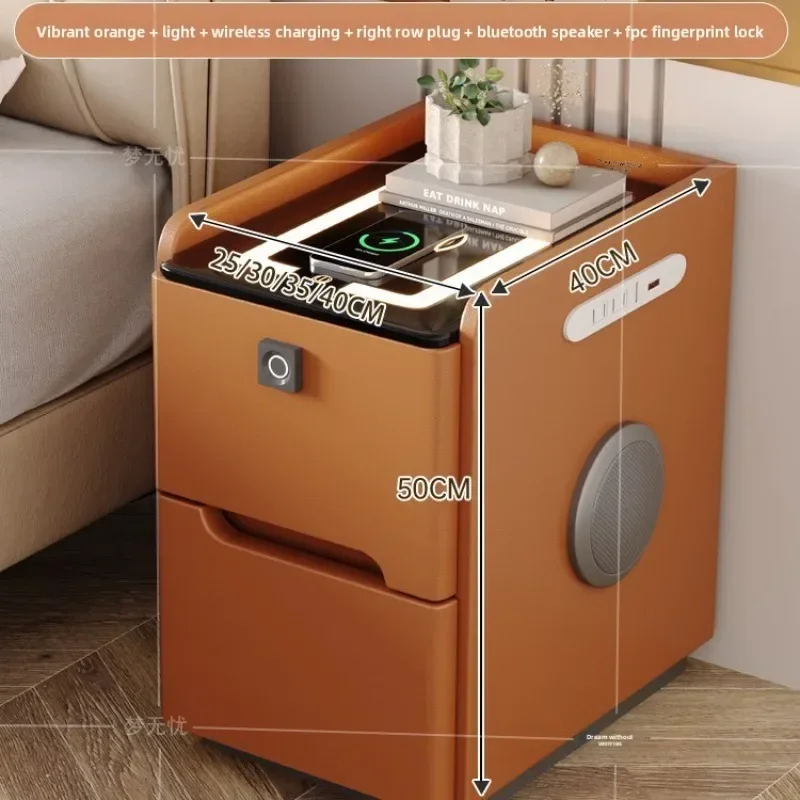 Stable Smart installation-free narrow bedside table, small bedroom floor-to-ceiling narrow leather bedside table, light luxury