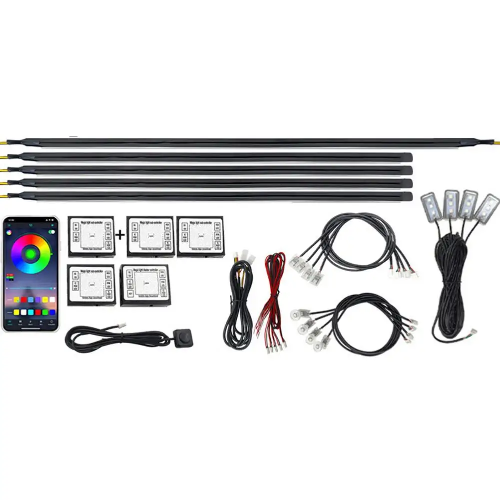 العالمي LED المحيطة ضوء سيارة الداخلية سيمفونية كامل اللون جو مخفي الديكور الاكريليك 18 في 1 RGB غاسل مصباح K5O2 #4