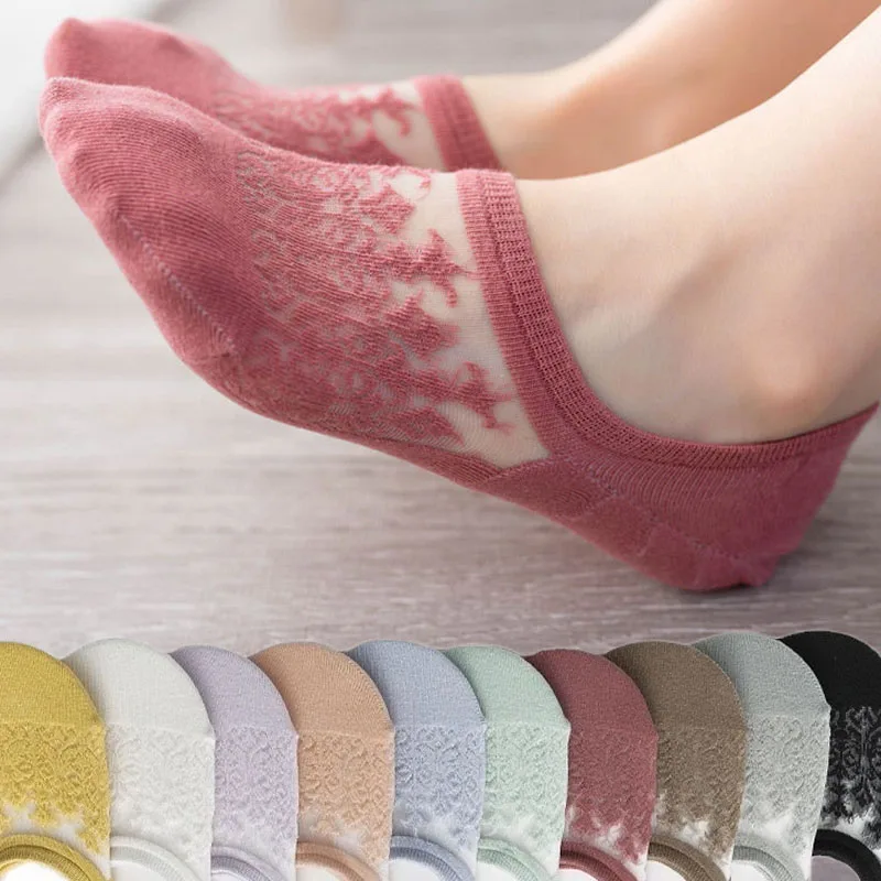 

3pairs/Lot Women Socks Invisible Invisible Summer Thin Casual Ladies Sock Silicone Non-slip High Quality Sox Chaussette Sokken