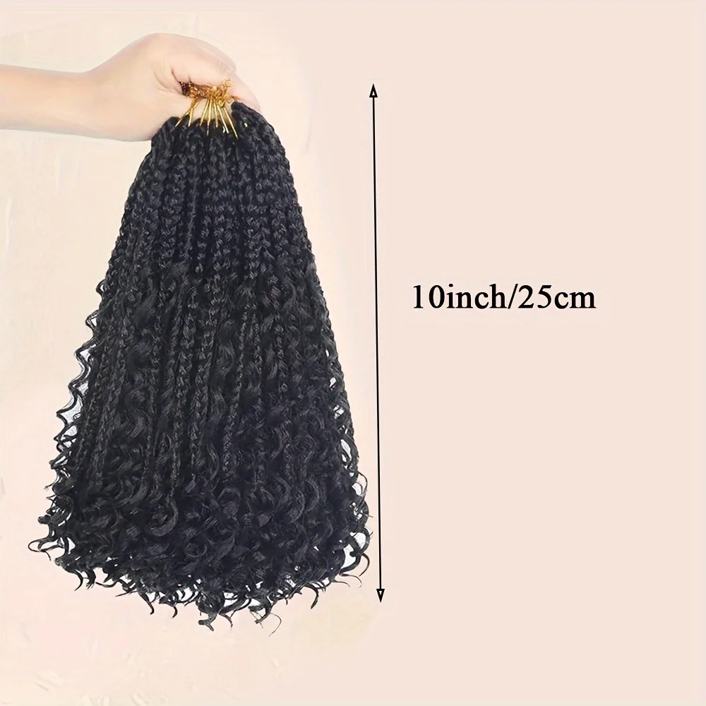 وصلات شعر صناعية - 8 عبوات 1B 8 بوصة ضفائر كروشيه بوهو مموجة عميقة مسبقًا مع أطراف مجعدة بحجم 3X #3