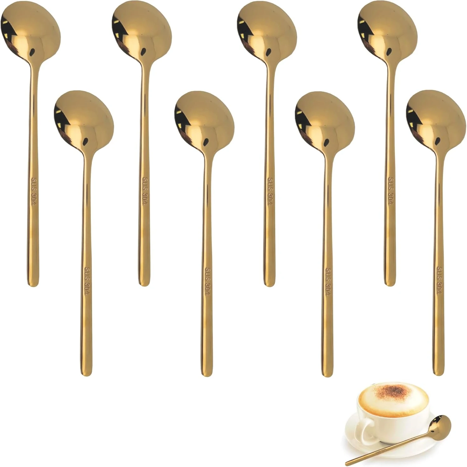 

Gold Coffee Spoons 8Pcs 5.25" - Gold Tea Spoons Small Coffee Spoons for Coffee - Espresso Spoons Mini Gold Dessert Spoons for T