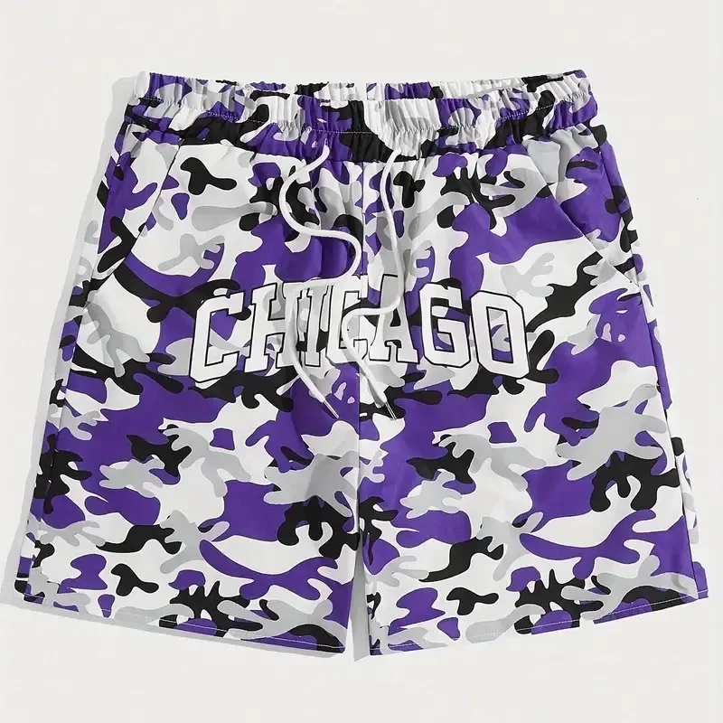 Summer Men Camouflage Sports Shorts Kids Chicago Hawaii Beach Shorts Boys Girls Casual Shorts Adult Daily Short Pants Streetwear