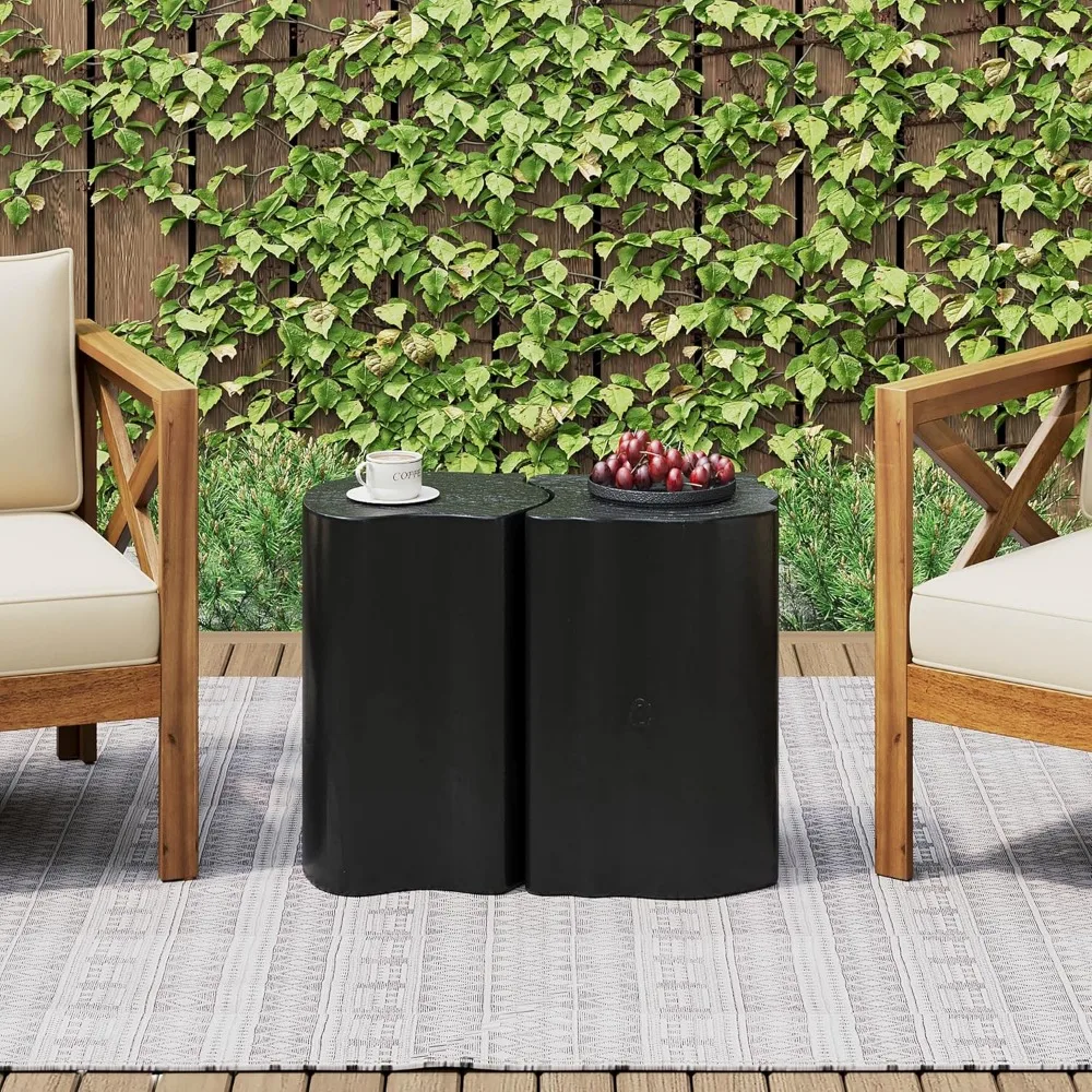 KevinPlus Dual-Purpose Nested Side Tables for Living Spaces, Suitable for Indoor and Outdoor Use, Crafted from Mango Wood, Natur