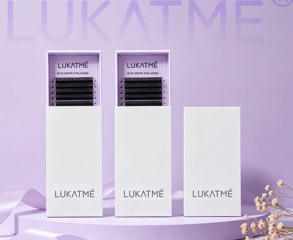 LUKATME 4D W Wimpern C/D Curl 8-15mm Vorgefertigte Volumen 4D Wimpernverlängerung W-Form 4D Fächer BASF Faux Mink Wimpern – Detail 1