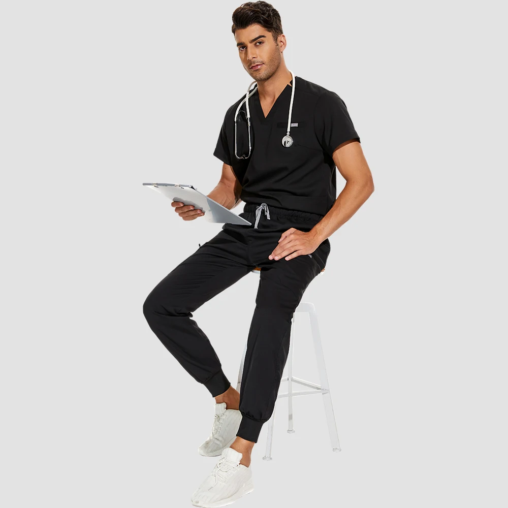 Multicolor Jogger Suits Short Sleeve Lab Spa Set Men\'s High Quality Breathable Scrub Top Pants Clothes Women  Medical Uniform