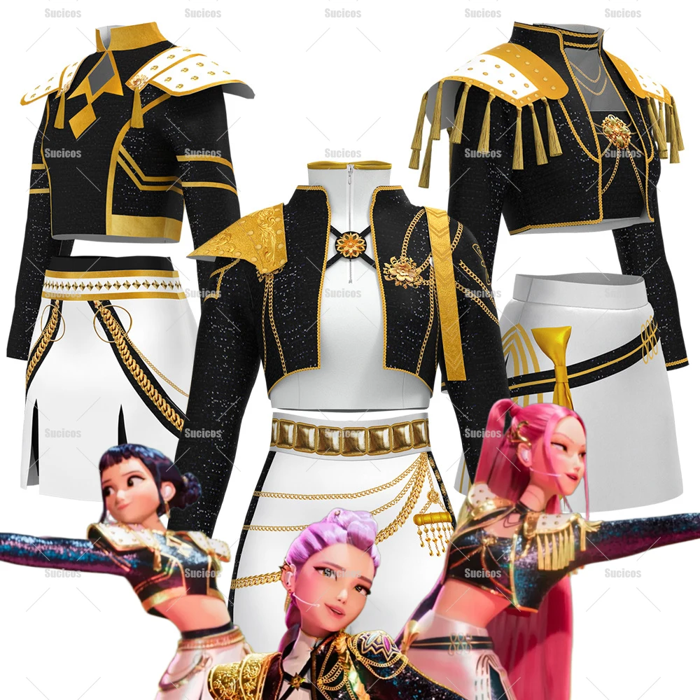 

Kids Black Golden Rumi Zoey Mira Cosplay KPop Demon Hunters Cosplay Costume Wig For Kids Girls Child Halloween Purim Party