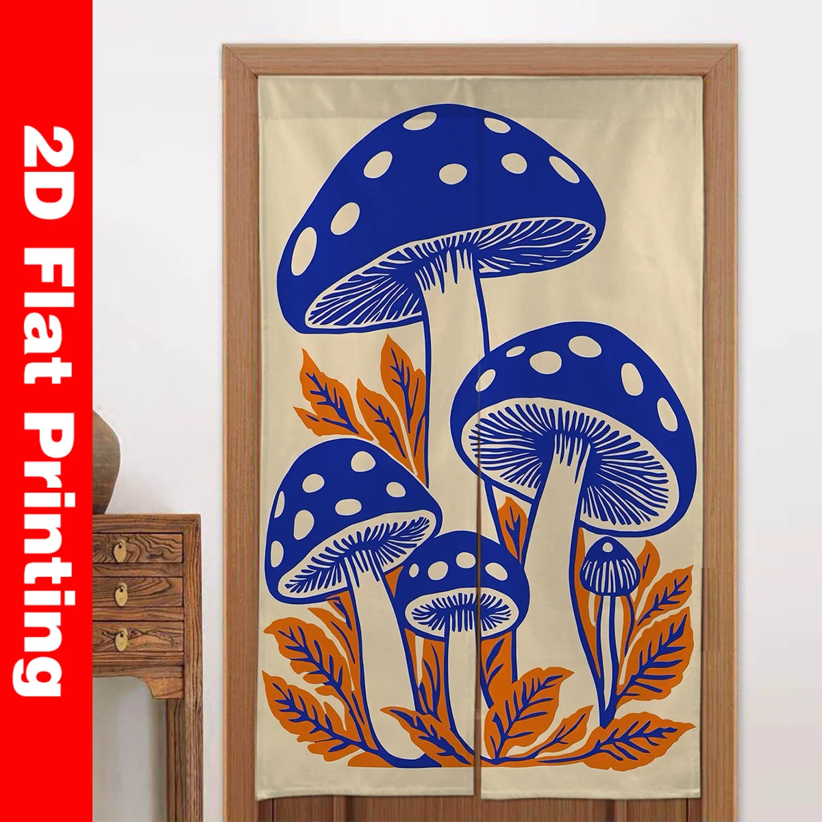 Decorative Japanese Mushroom Door Curtain Screen Room Divider Home Decor Noren Japanese Style Entrance Privacy Curtain House Art