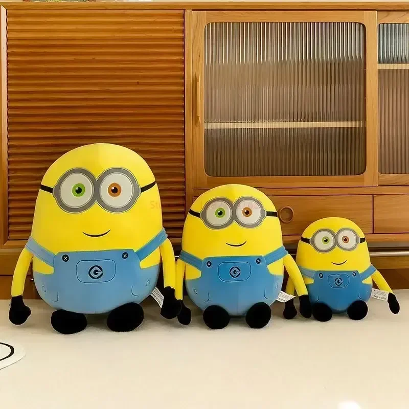 Minions Personagens de Pelúcia Amarela, Bob Stuart de Jeans, Soft Dolls, Travesseiro, Hobbies, Enfeites de Natal Presente, Fofos, Novo, 2024