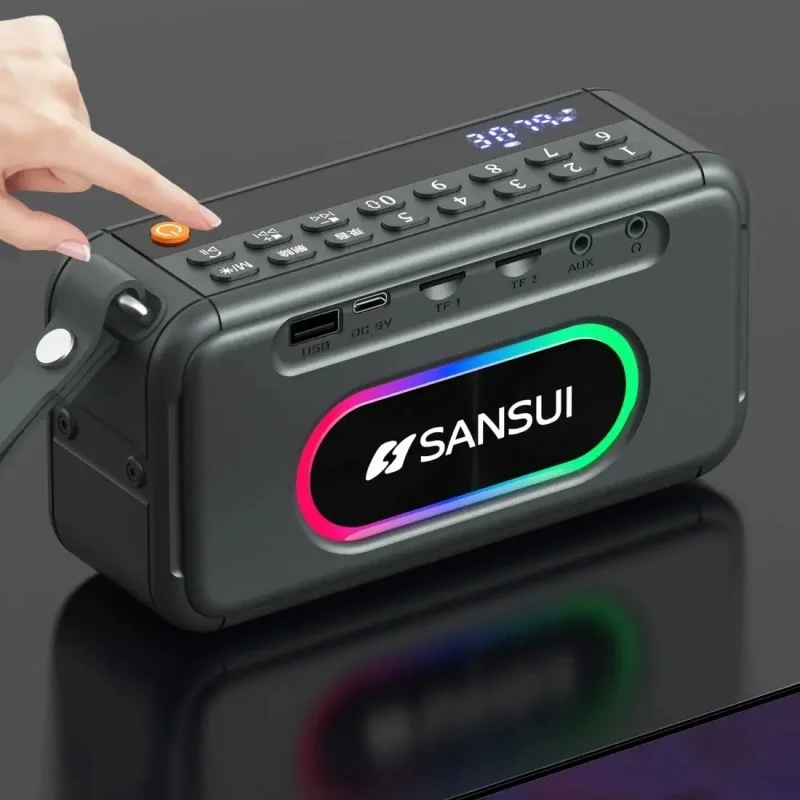 

Sansui F30 Ретро FM-радио, беспроводной Bluetooth-динамик, вставка TF-карты, мини-разъем, музыкальный плеер Walkman, портативный стерео сабвуфер