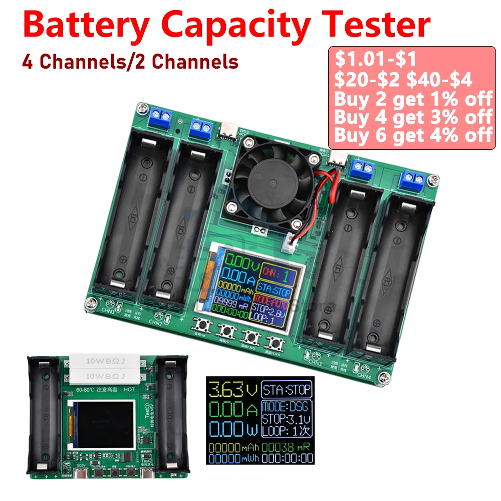 

Тестер емкости аккумулятора с ЖК-дисплеем, мА · ч, MWh, литиевая батарея, цифровой модуль детектора мощности аккумулятора 18650, тестер батареи Type-C