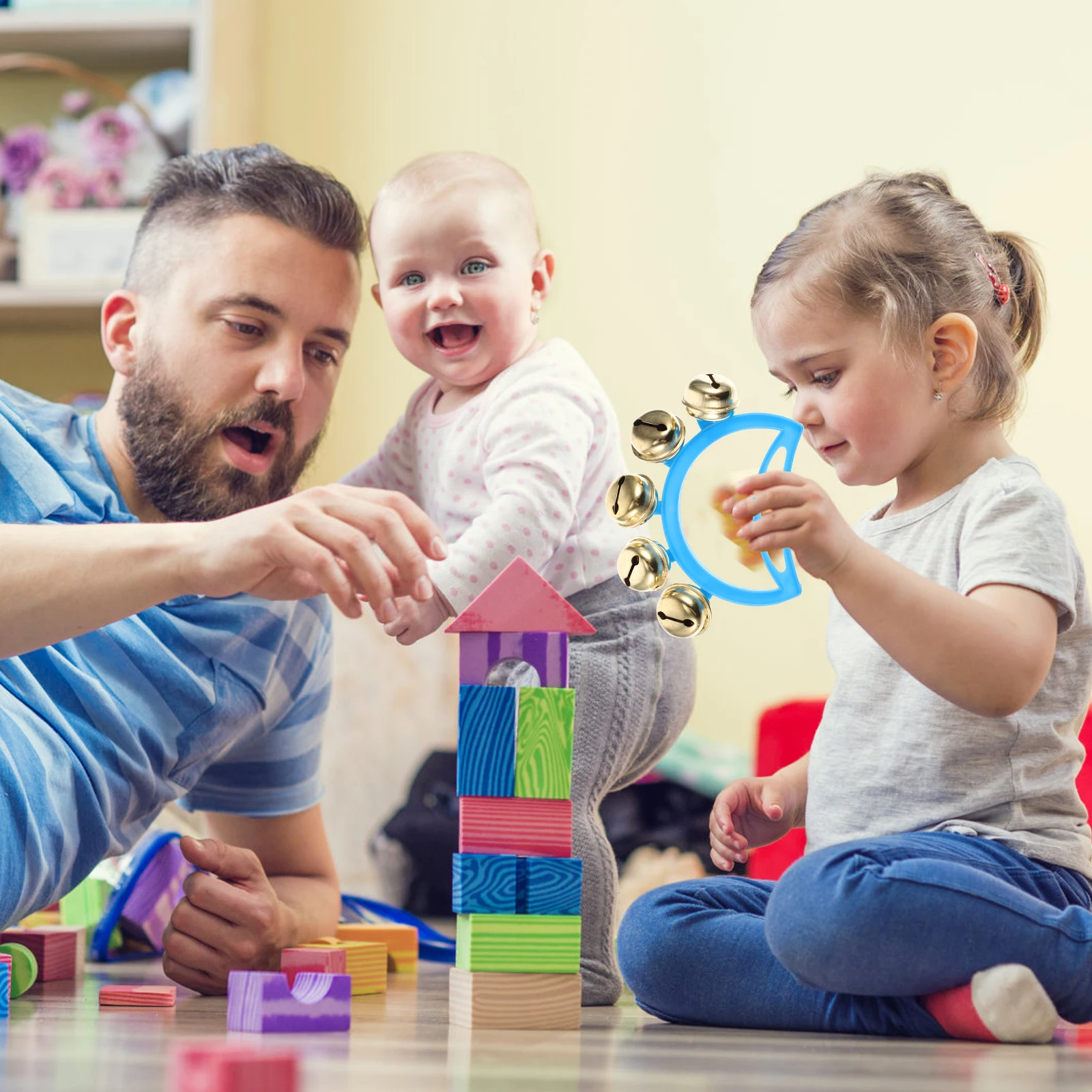 

6pcs Handheld Tambourine Kids Musical Instruments Toys Portable Reusable Concert Party Games Children Hand Bell