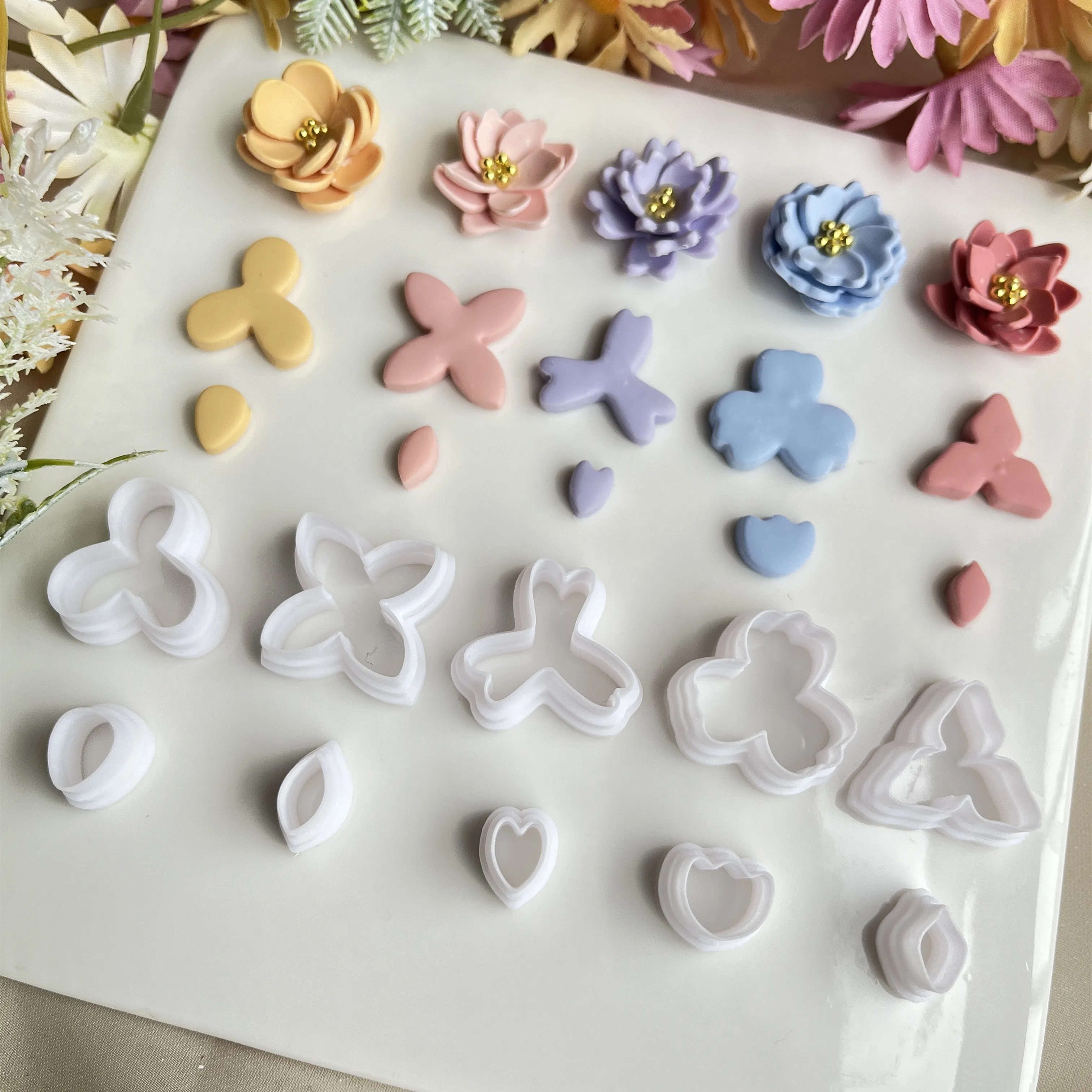 Plant flowers petal shapes of different sizes clay mold cutter with high precision DIY handmade earrings jewelry making