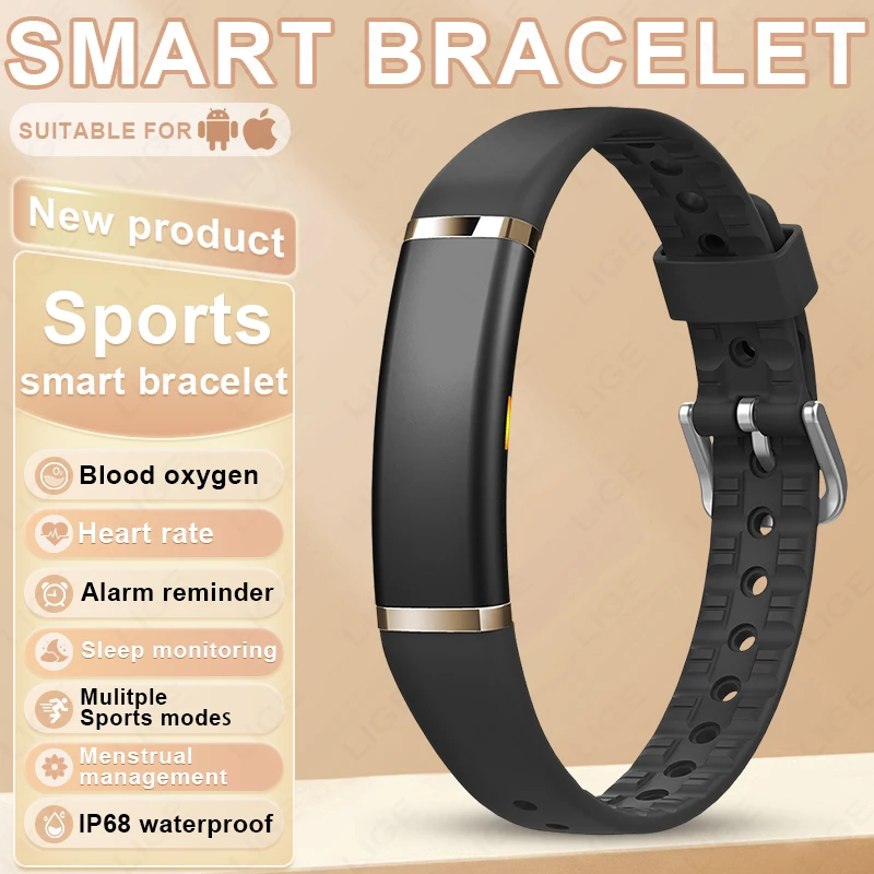 LIGE Sport Band Men Women Fitness Smart Bracelet No Screen Heart Rate Blood Monitor Smart Watch Waterproof Multifunction Watches