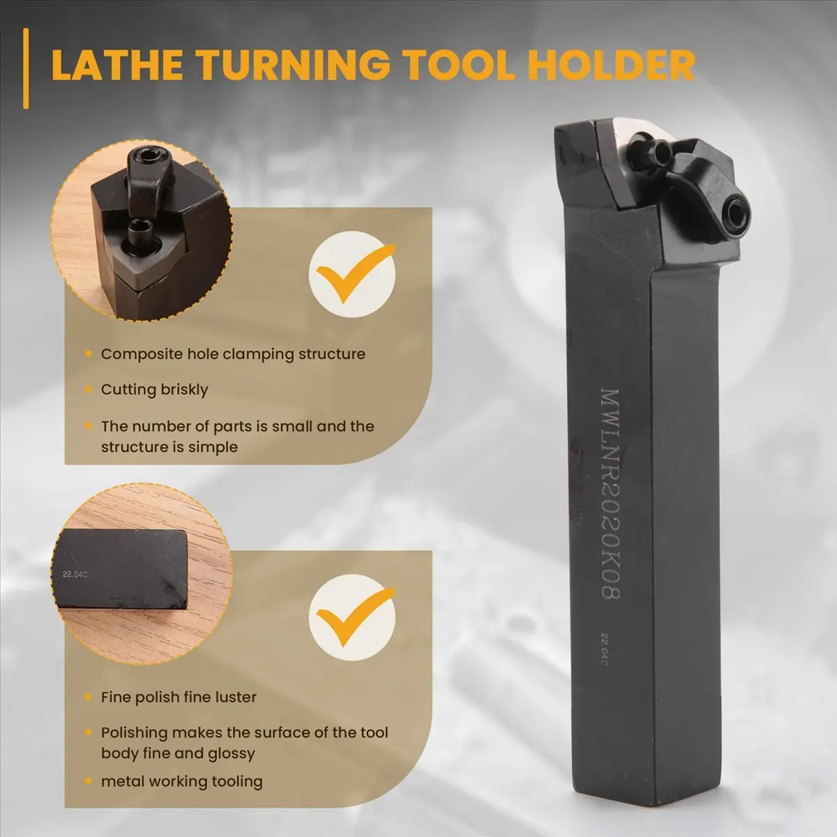 #79K Set of Lathe Turning Tool Holder MWLNR2020K08 + 10 Carbide Inserts,carbide insert,(Carbide)