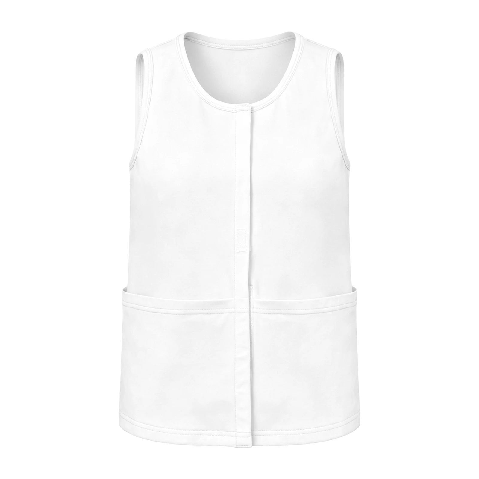Women Postoperative Recovery Vest Sleeveless Hook-and-loop Closure Post Surgery Tank Top with Pockets for Hospital Home Nursing