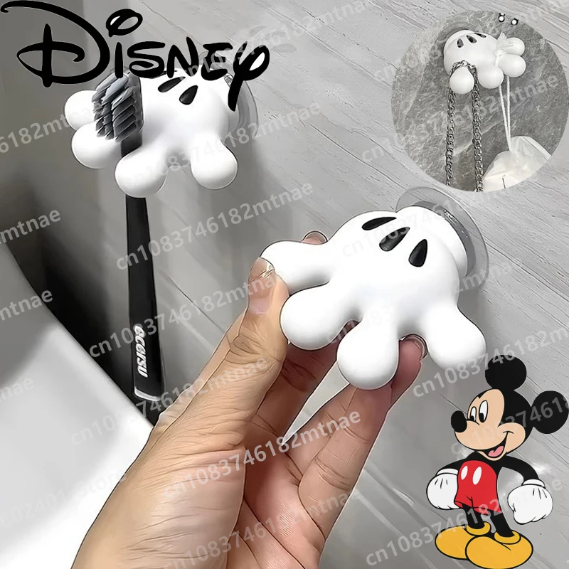 

Disney Cartoon Toothbrush Holder Mickey Palm Shape Cute Bathroom Suction Cup Multi-functional Hook Data Cable Twister Supplies