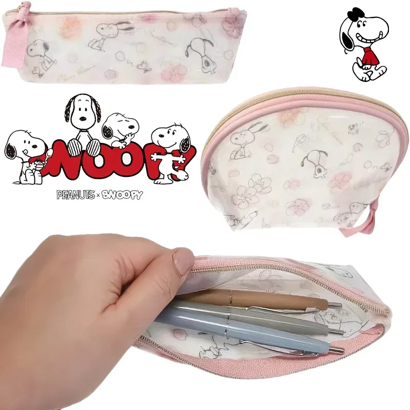 

Snoopy Pencil Bag Transparent Stationery Kawaii Pencil Case for Girls Boys Cartoon Large Capacity Student School Supplies Gift