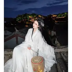 여성 화이트 Hanfu 드레스 중국 전통 Hanfu 댄스 드레스 여성 코스프레 의상 여름 Hanfu 드레스 여성 플러스 사이즈 2XL