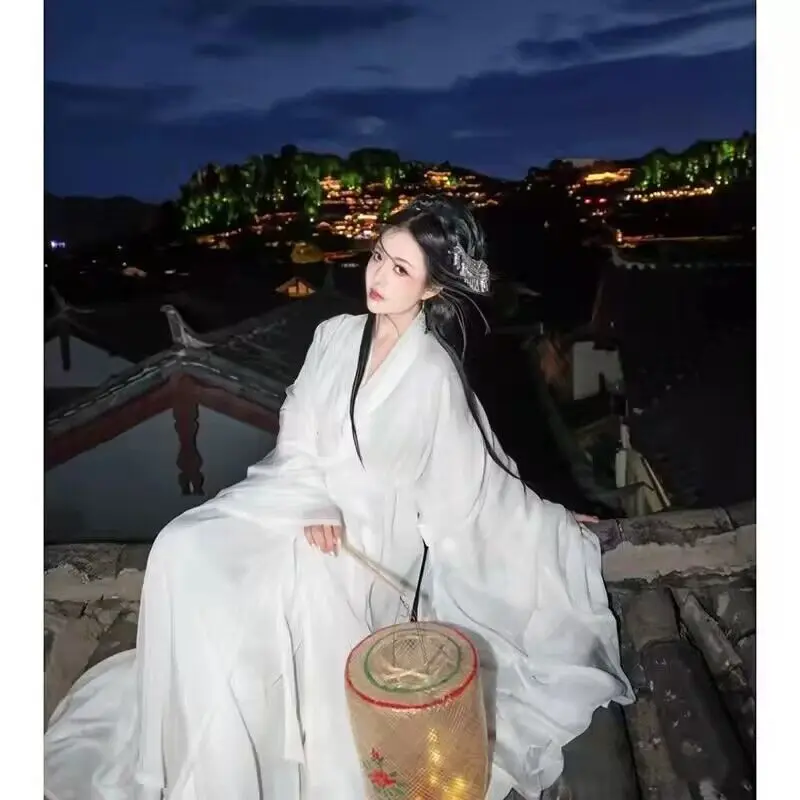 2023 Women Hanfu Dress Chinese Traditional Hanfu Dance Dress Female Cosplay Costume Summer White Dress Hanfu Women Plus Size 2XL