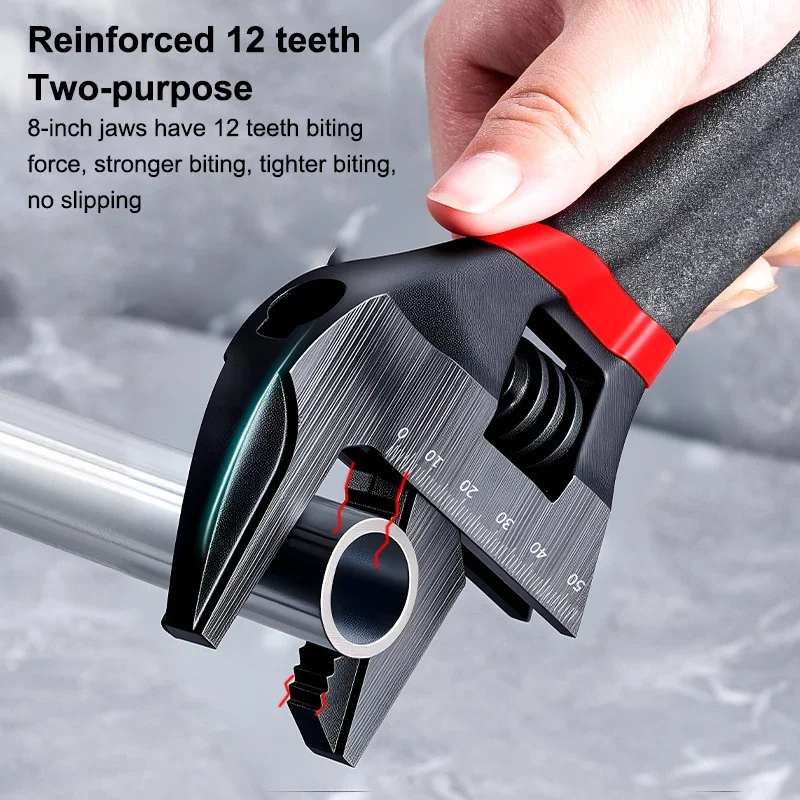 1Pcs 6/8” Short Handle Adjustable Wrench Oversized Open Bathroom Wrench Mini Small Board Large-diameter Adjustable Short Handle