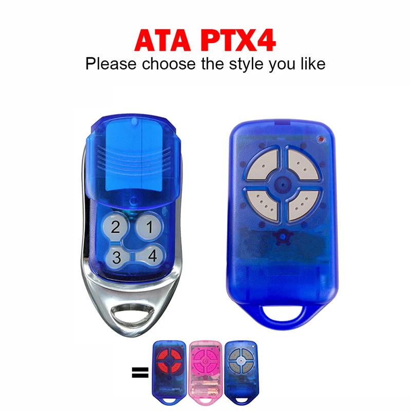 ATA PTX4 PTX-4 Securacode Garage Door Remote Control Replacement ATA PTX4 Blue Pink Remote Control Transmitter Controller