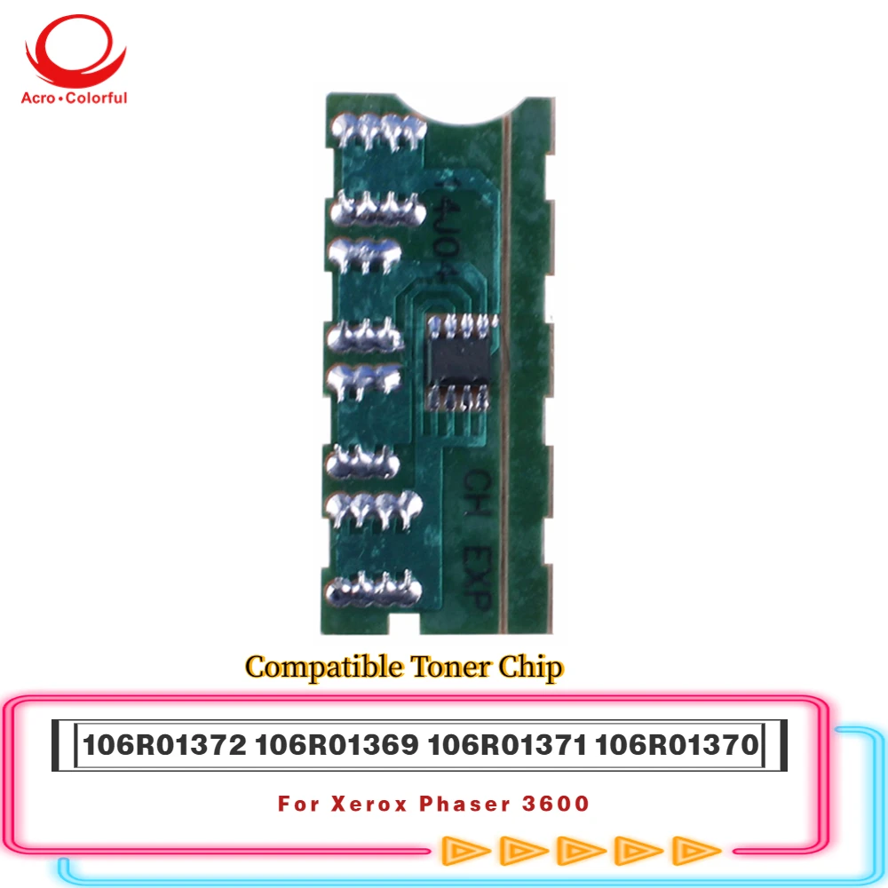 Chip de Toner Compatível 106R01372 106R01369 106R01371 106R01370 para Impressora a Laser Xerox Phaser 3600