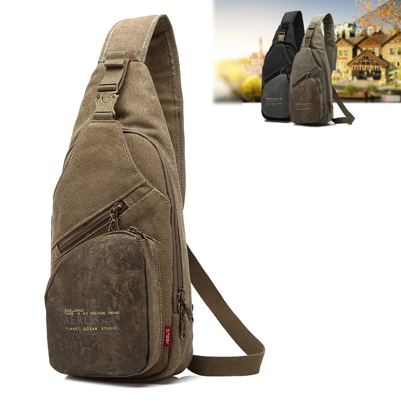 Casual Men's Chest Bag Business Shoulder Bag Messenger Bag Vintage Canvas Fashion Waist Bag Outdoor Sports Brand Shoulder Bag