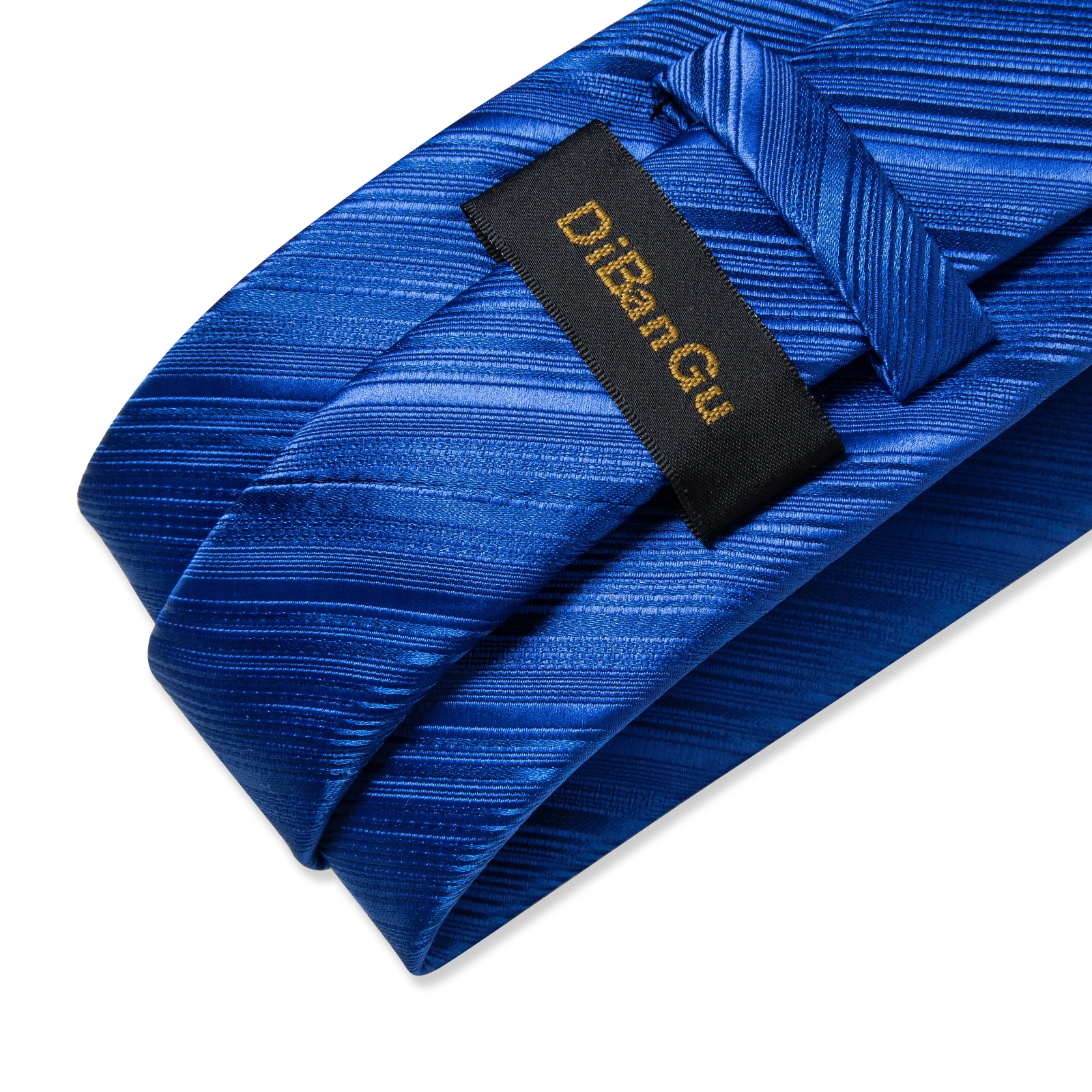 Royal Blue Solid Striped Men\'s Tie Set with Metal Ring Handkerchief Cufflinks Wedding Prom Men Accessories 8cm Necktie Gift