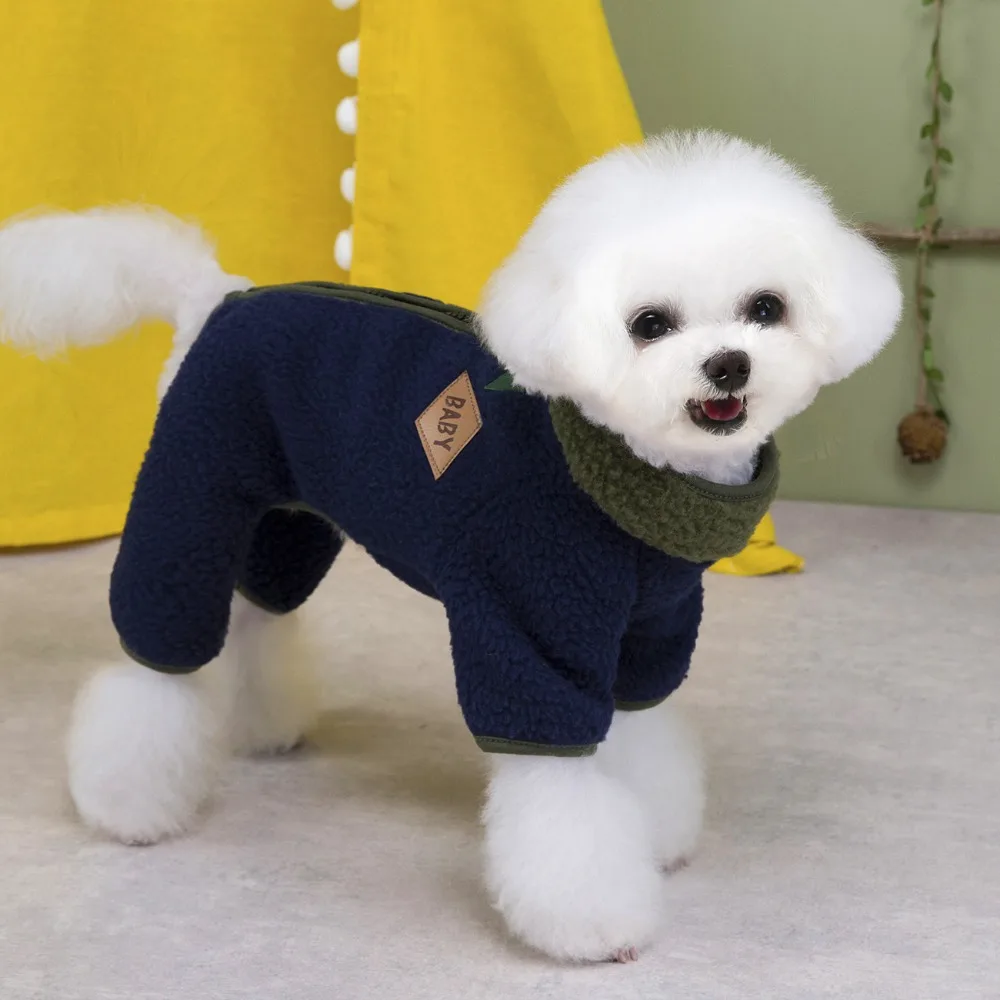 

Pet Supplies Warm Dog Four Legged Clothes Soft Zipper Winter Dog Costume Breathable Dog Coat Cold Weather