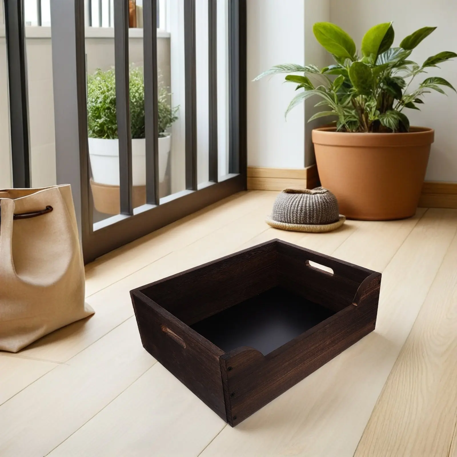 

Large Solid Wood Cat Litter Box Open Design High Sides Indoor Corner Tray for Kittens Senior Cats Wooden Cat Toilet